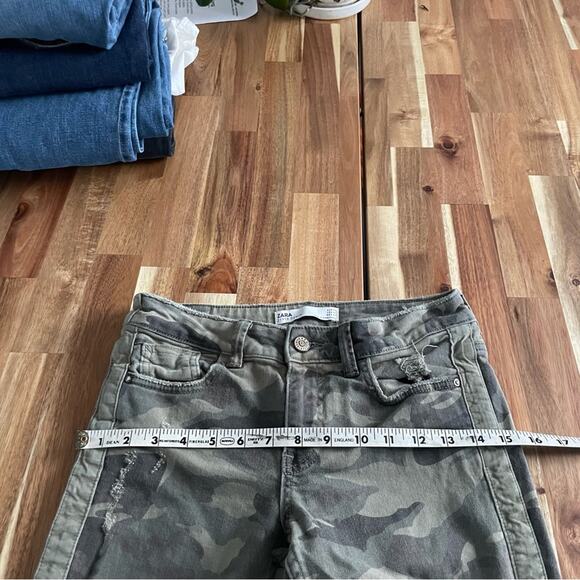 Zara Distressed Camouflage Skinny Jeans Size 4 - Picture 8 of 8